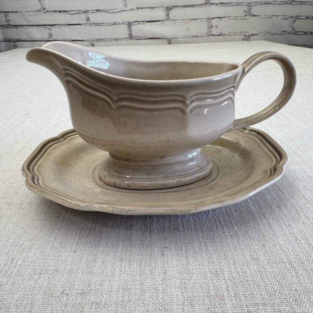 Mikasa Country Home Brown DN 800 Gravy‎ Boat & Underplate Saucer Japan Stoneware